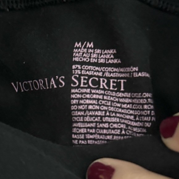 Victoria’s Secret Bling Angel Wing Fold Over Yoga Pants Black M Sequin RARE EUC - Picture 4 of 5